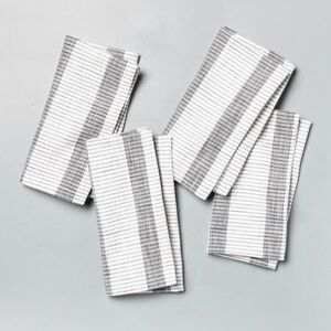 4pk Bold Stripes Napkin Set Dark Gray - Hearth & Hand™ with Magnolia